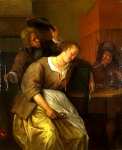 Jan Steen - A Man Blowing Smoke at Drunken Woman